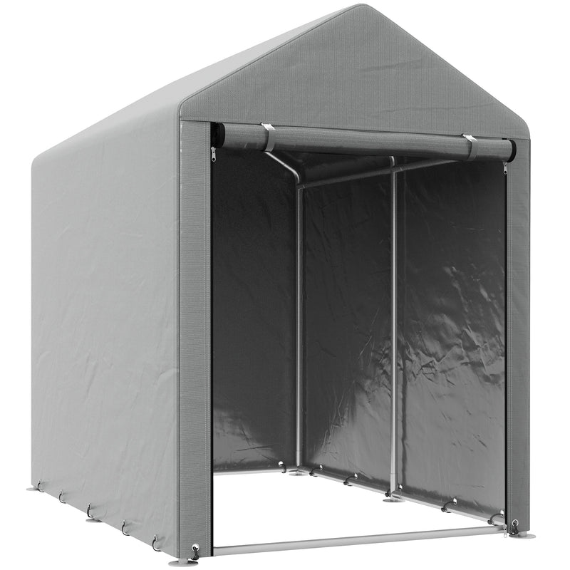 Capanno Box per Attrezzi da Giardino 120x179x165 cm Tenda in PE anti UV e Metallo Grigio chiaro-1