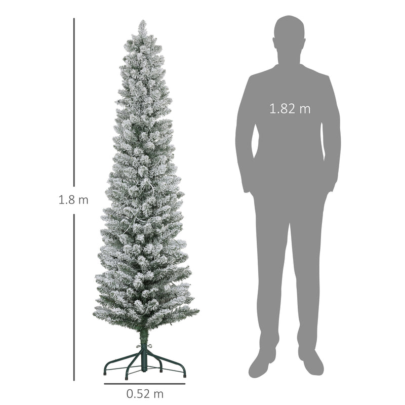 Albero di Natale Artificiale Innevato 180 cm 329 Rami e Luci LED Bianco Caldo Verde -3