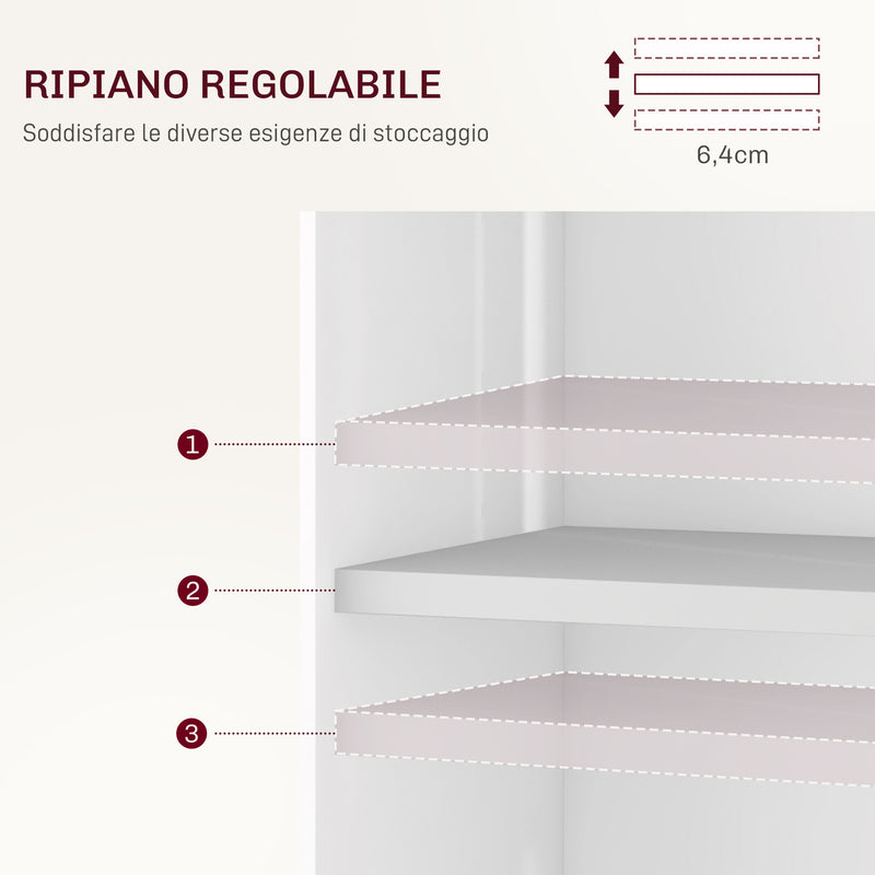 Tavolo a Ribalta Pieghevole con Ripiani a 3 Livelli Box e Rotelle 130x80x76,5 cm in MDF Bianco-8