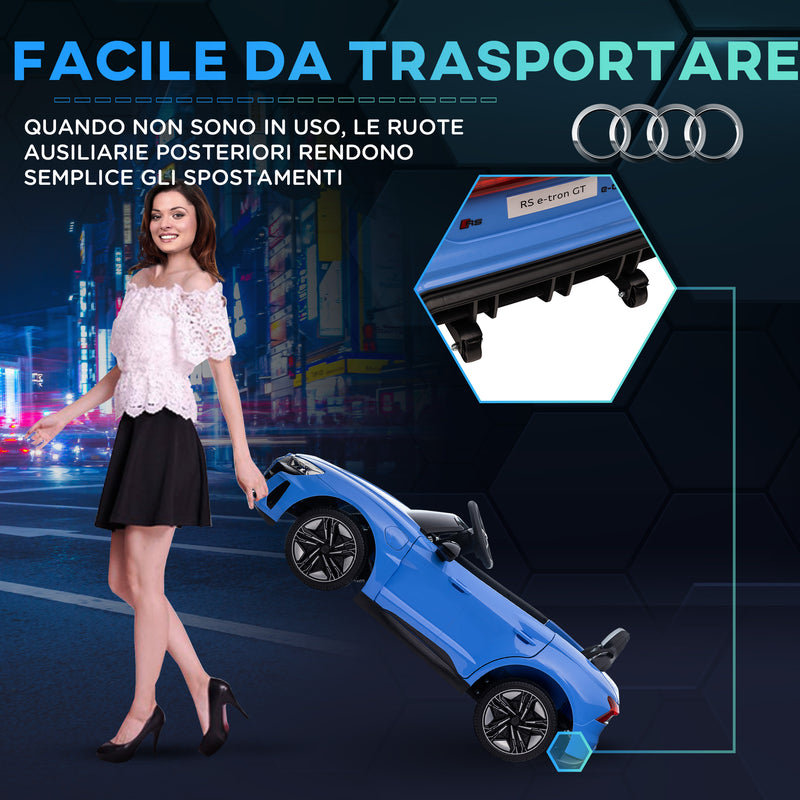 Macchina Elettrica per Bambini Licenza Audi RS con Telecomando Blu e Nero  -7