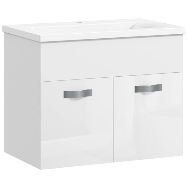 Mobile da Bagno Sospeso con Lavabo in Ceramica 61x40x50 cm Bianco Lucido prezzo