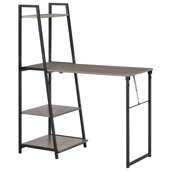 Scrivania Salvaspazio Pieghevole con Libreria 4 Livelli 106x48x128 cm in Legno e Metallo Grigio e Nero sconto