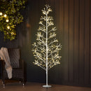 Albero di Natale Artificiale 180 cm 384 Luci LED Bianche per Interni ed Esterni al Coperto Bianco -7