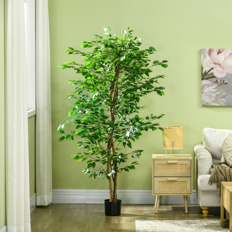 Pianta Artificiale di Ficus con Vaso per Interni ed Esterni 180 cm Verde -8