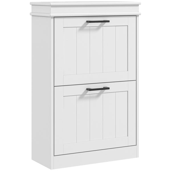 prezzo Scarpiera Salvaspazio Design Moderno 2 Cassetti Ribaltabili 54x24x82,5 cm Bianco