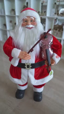 Pupazzo Babbo Natale H80 cm con Violino Luci e Suoni Rosso