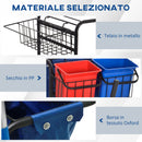 Carrello Pulizie Professionale 4 Secchi Strizzatore e Sacco Rosso Blu e Nero -6