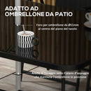 Set Tavolo con Top in Vetro 6 Sedie Pieghevoli e Ombrellone a Manovella da Giardino in Metallo e Rete Grigio e Nero-8