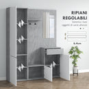 Mobile Guardaroba per Ingresso con Specchio Appendiabiti e Armadio 145x29x184 cm Grigio e Bianco  -6