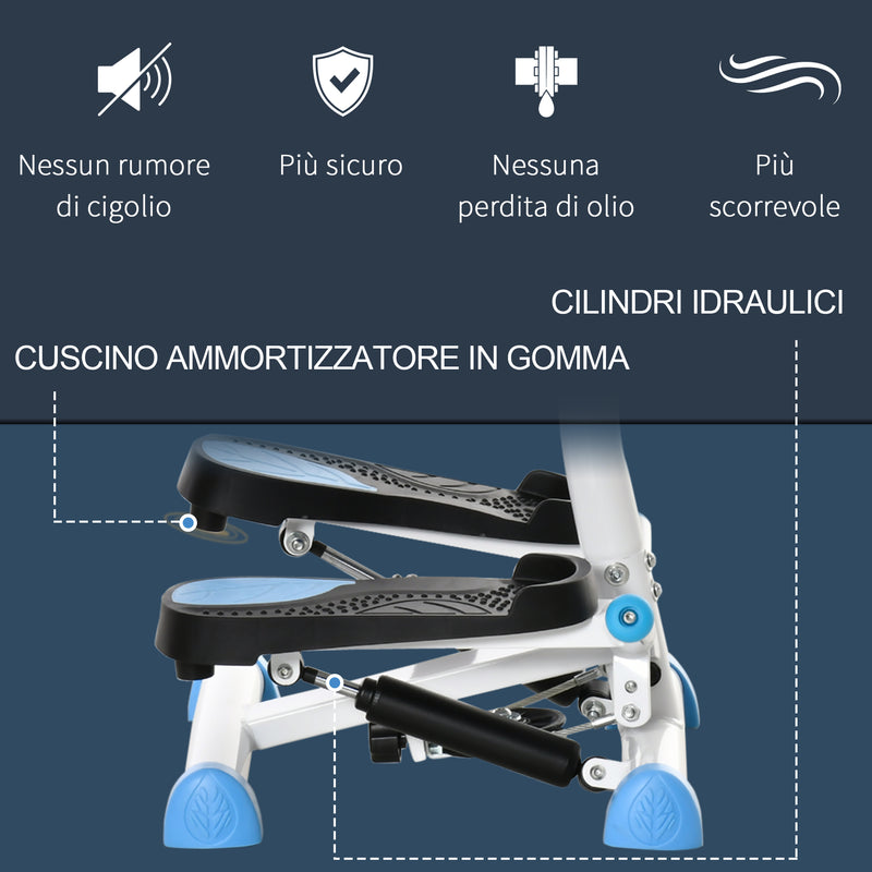 Stepper con Manubrio Monitor LCD 55x44x108A cm Bianco e Blu  -5