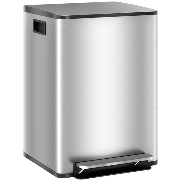 sconto Pattumiera a Pedale 2 Sezioni da 20L 41,8x36,7x58 cm in Acciaio Inox e PP