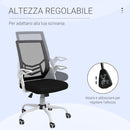 Sedia Operativa Ergonomica Altezza regolabile 94-104 cm Tessuto Effetto Lino Bianco e Nero -4