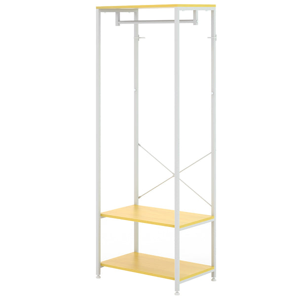 prezzo Mobile Appendiabiti 2 in 1 con Ripiano a 2 Livelli 60x40x167,5 cm in Acciaio e Truciolato Bianco e legno naturale