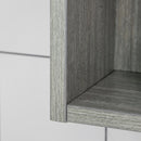 Armadietto a Specchio per Bagno con Ripiani Regolabili 3 Porte e Mensola 90x15x75 cm Grigio   -9