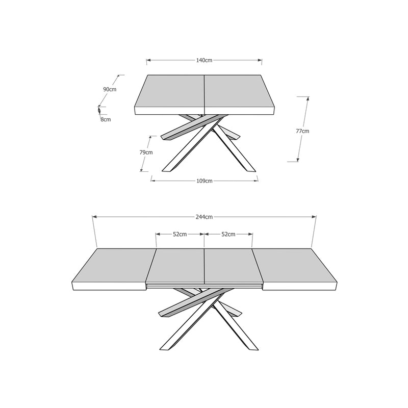 Tavolo Allungabile 140-244x90x77 cm Volantis Noce Telaio 4B -5