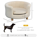 Cuccia Divano per Cani e Gatti 65x64x37cm Cuscino Rimovibile Crema -3