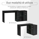 Scrivania Angolare da Ufficio 2 Cassetti e 2 Ripiani 117x82x74 cm in Legno Nero -5