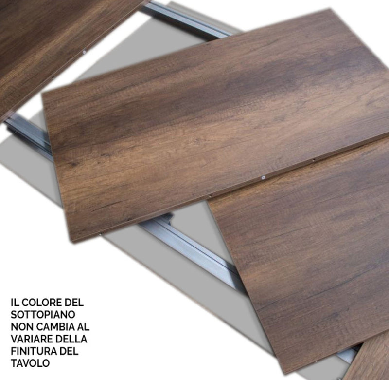 Tavolo Allungabile 130/390x90x77 cm Naxy Mix piano Bianco Frassino gambe Quercia Natura -5