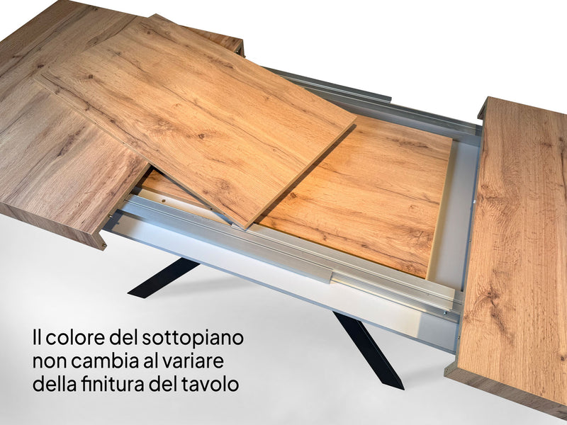 Tavolo Allungabile 180-440x90x77 cm Volantis Quercia Natura Telaio Bianco -6