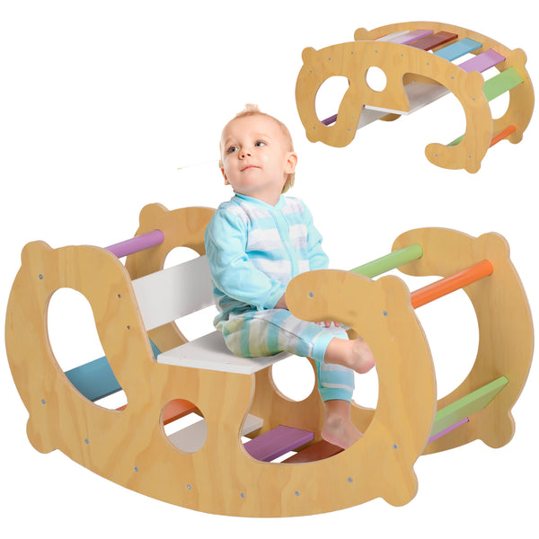 prezzo Gioco per Bambini 2 in 1 Arco Montessoriano Sedia a Dondolo 91x41x48 cm in Legno di Pino