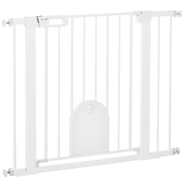 Cancelletto di Sicurezza per Cani con Porta Piccola Regolabile e Chiusura Automatica 75-103x76 cm Bianco online