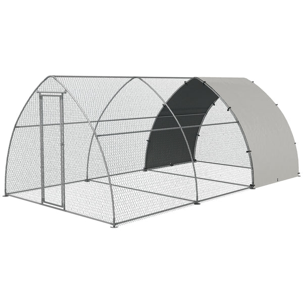 Recinto per Galline per 14-18 Animali con Porta Bloccabile 3x5,6x2,2 m in Acciaio Argento prezzo