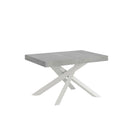 Tavolo Allungabile 140-244x90x77 cm Volantis Cemento Telaio Bianco -1