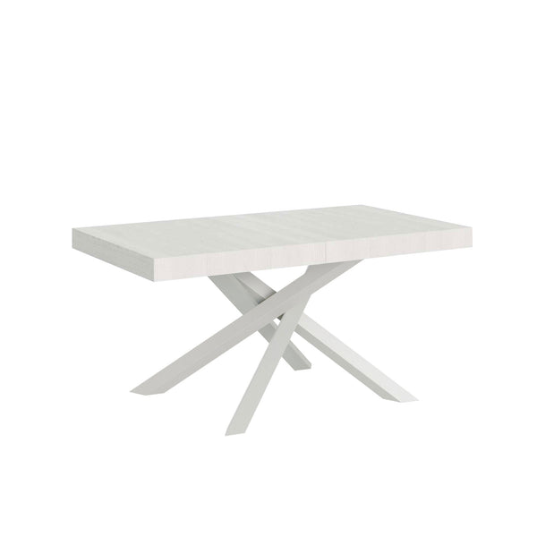 Tavolo Allungabile 160-420x90x77 cm Volantis Premium Bianco Frassino Telaio Bianco sconto