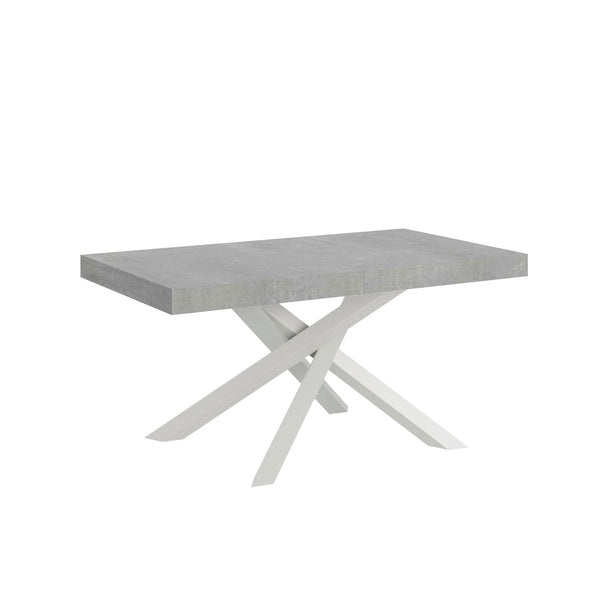 sconto Tavolo Allungabile 200-304x90x77 cm Volantis Cemento Telaio Bianco