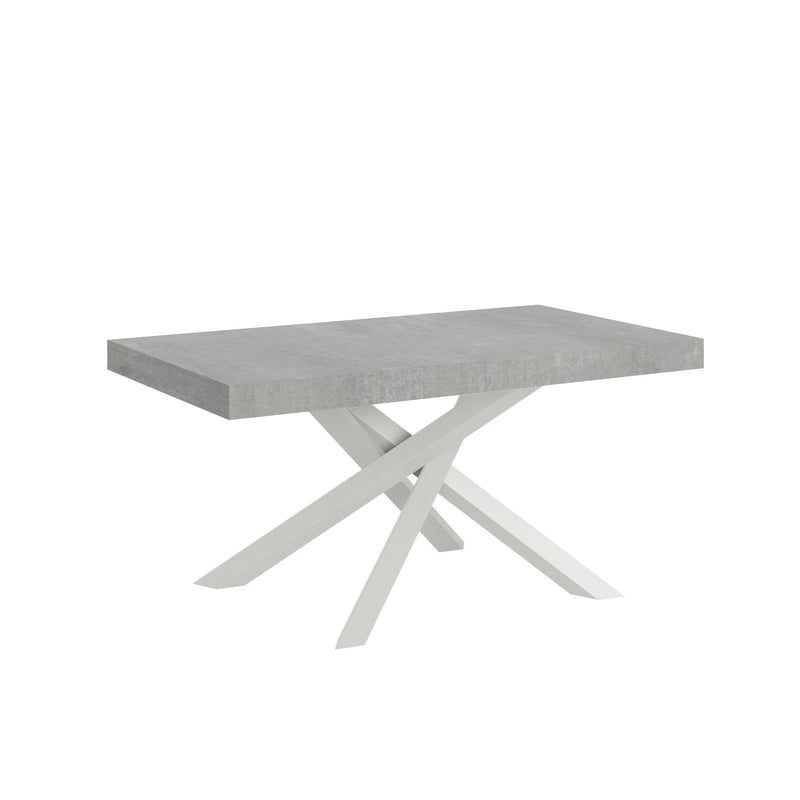 Tavolo Allungabile 160-420x90x77 cm Volantis Cemento Telaio Bianco -1