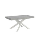 Tavolo Allungabile 160-420x90x77 cm Volantis Premium Cemento Telaio Bianco -1