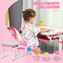 Banco Scuola per Bambini Piano Inclinabile e Sedia Regolabile 66x47x52-77 cm Rosa -4