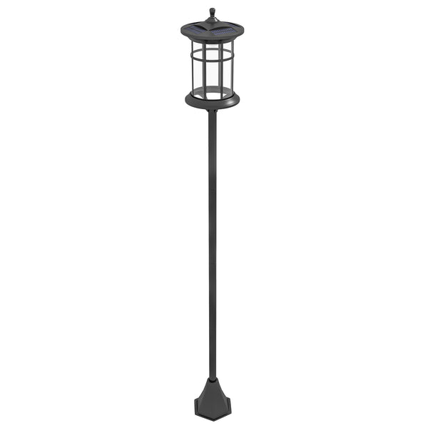 online Lampione Solare da Giardino con Luce LED Bianco Freddo e IP44 H184 cm in Acciaio Inox e ABS Nero