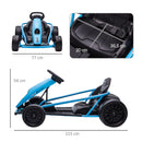 Go Kart Elettrico per Bambini 24V 13km/h Schienale Alto e Cintura di Sicurezza Blu e Nero  -3