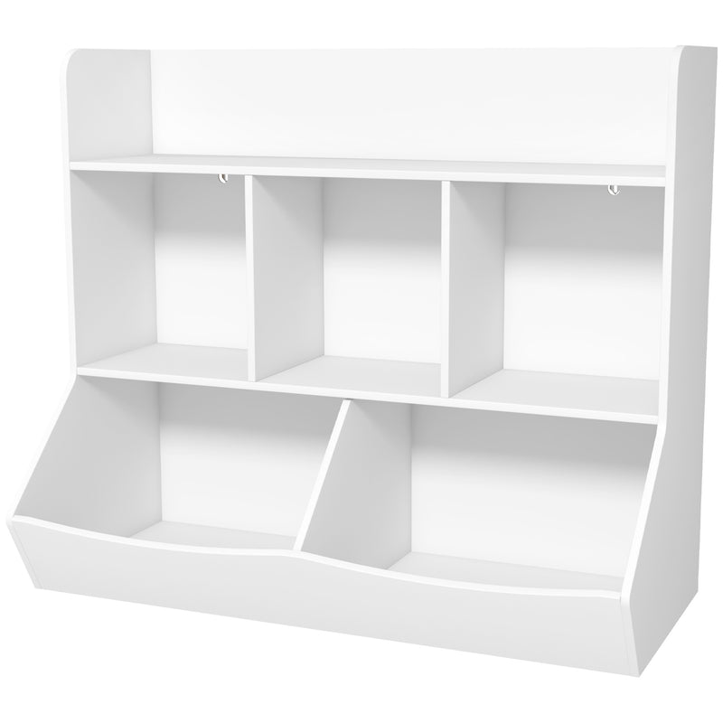 Mobile Portagiochi per Bambini a 3 Livelli con 5 Scomparti 91,5x43x79 cm in Legno Bianco-1