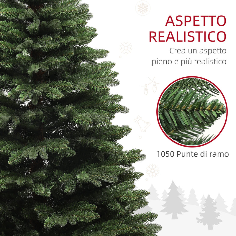 Albero di Natale Artificiale 180 cm 1050 Rami Apertura a Cerniera Verde -6