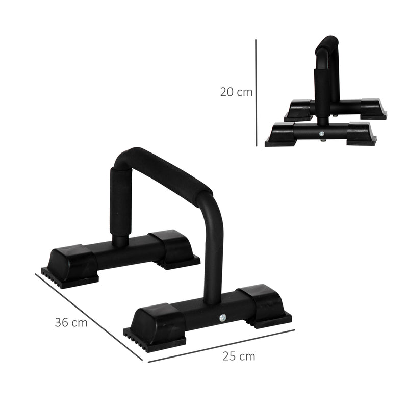 Set 2 Barre per Dip Parallele 36x25x20 cm Impugnatura Antiscivolo in Acciaio Nero -3