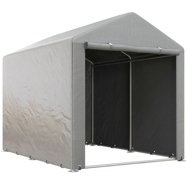 Capanno Box per Attrezzi da Giardino 160x218x172 cm Tenda in PE anti UV e Acciaio Grigio chiaro prezzo