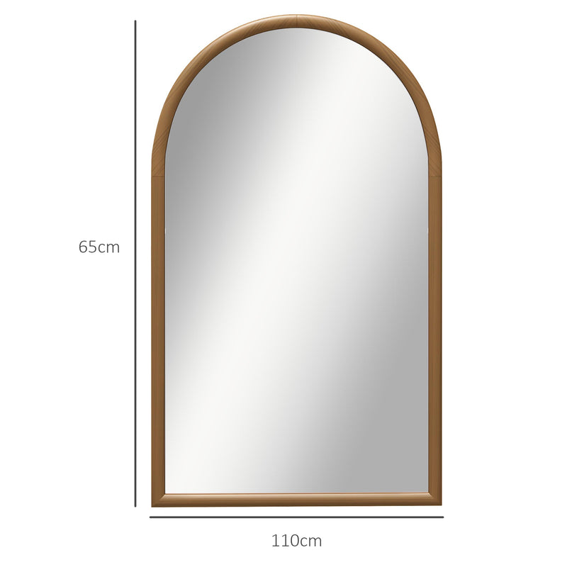 Specchio da Parete ad Arco 65x110 cm Cornice in Legno Marrone Scuro -3