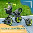 Triciclo per Bambini 70,5x50x58 cm con Seduta Regolabile e Campanello Nero  -7