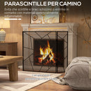 Parascintille con Antine 135x1,2x85 cm Pieghevole a 3 Pannelli Design Geometrico in Acciaio Nero-4