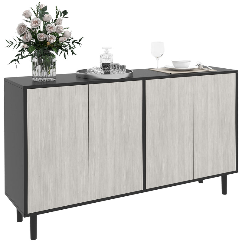 Credenza Moderna con 2 Armadietti 121x37x75 cm Nero e Grigio -1