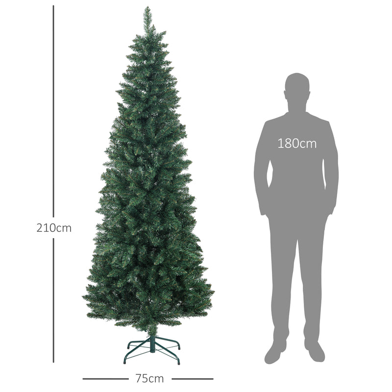 Albero di Natale Artificiale 210 cm 687 Rami Design Alto e Stretto Verde -3