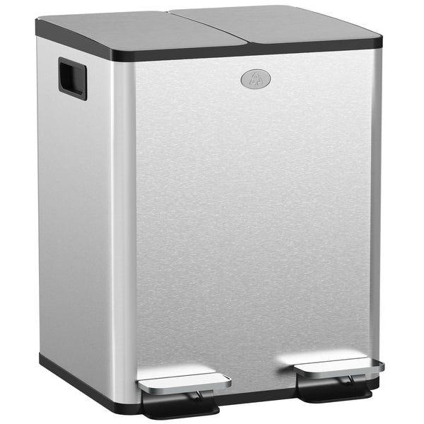 prezzo Pattumiera a Pedale 2 Sezioni da 20L 45,8x36x51,6 cm in Acciaio Inox e PP