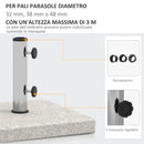 Base per Ombrellone da Giardino 25kg 38x38x38 cm in Granito e Acciaio Inox Grigia-4