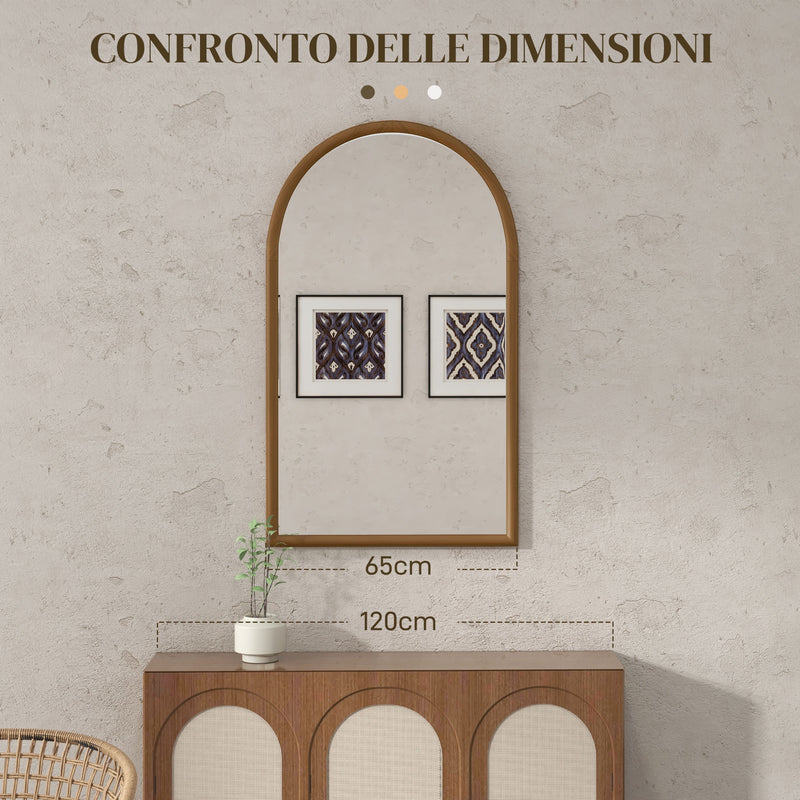 Specchio da Parete ad Arco 65x110 cm Cornice in Legno Marrone Scuro -6