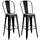 Set 2 Sgabelli da Bar Stile Industriale Schienale Rimovibile 44x49x116 cm in Metallo Nero