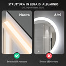 Specchio da Bagno Antiappannamento Retroilluminato LED Luminosità Regolabile 80x60x4 cm  -7