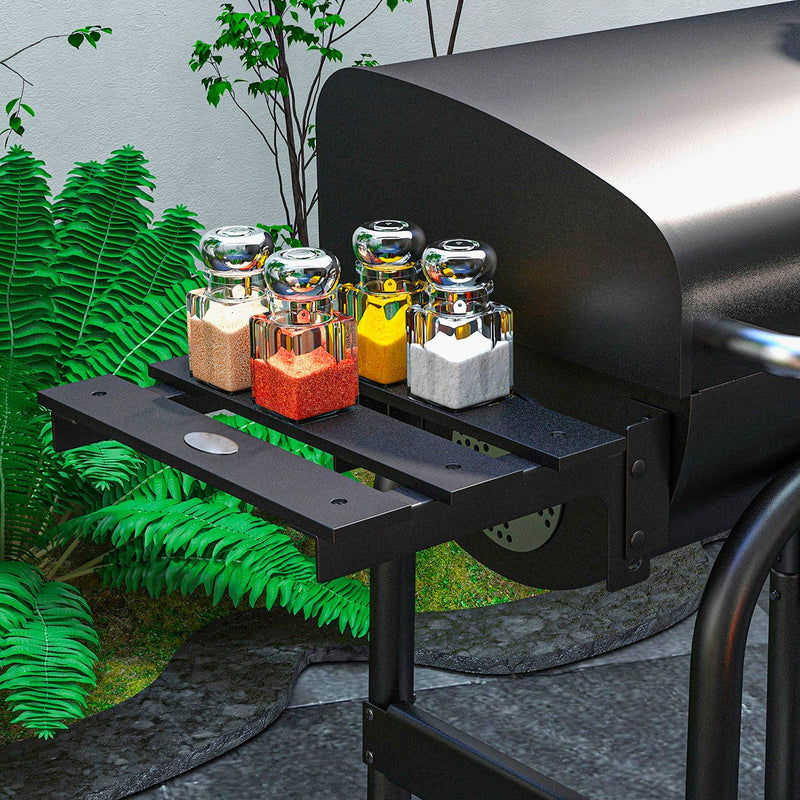 Barbecue a Carbone con Coperchio Termometro e Camino 83x46,5x115 cm in Metallo Nero-9