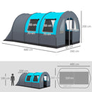 Tenda da Campeggio 5 Posti Impermeabile con Zona Notte e Giorno 480x260x200 cm in Poliestere Grigio e Blu-3